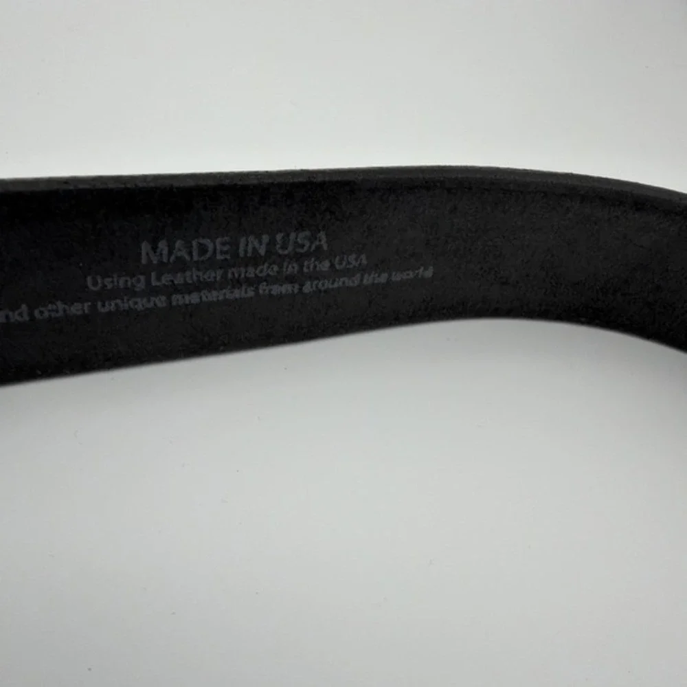 Silver Creek Leather Belt 42 Inch Black  Western Fits 32-34 Silver Buckle 3859‎